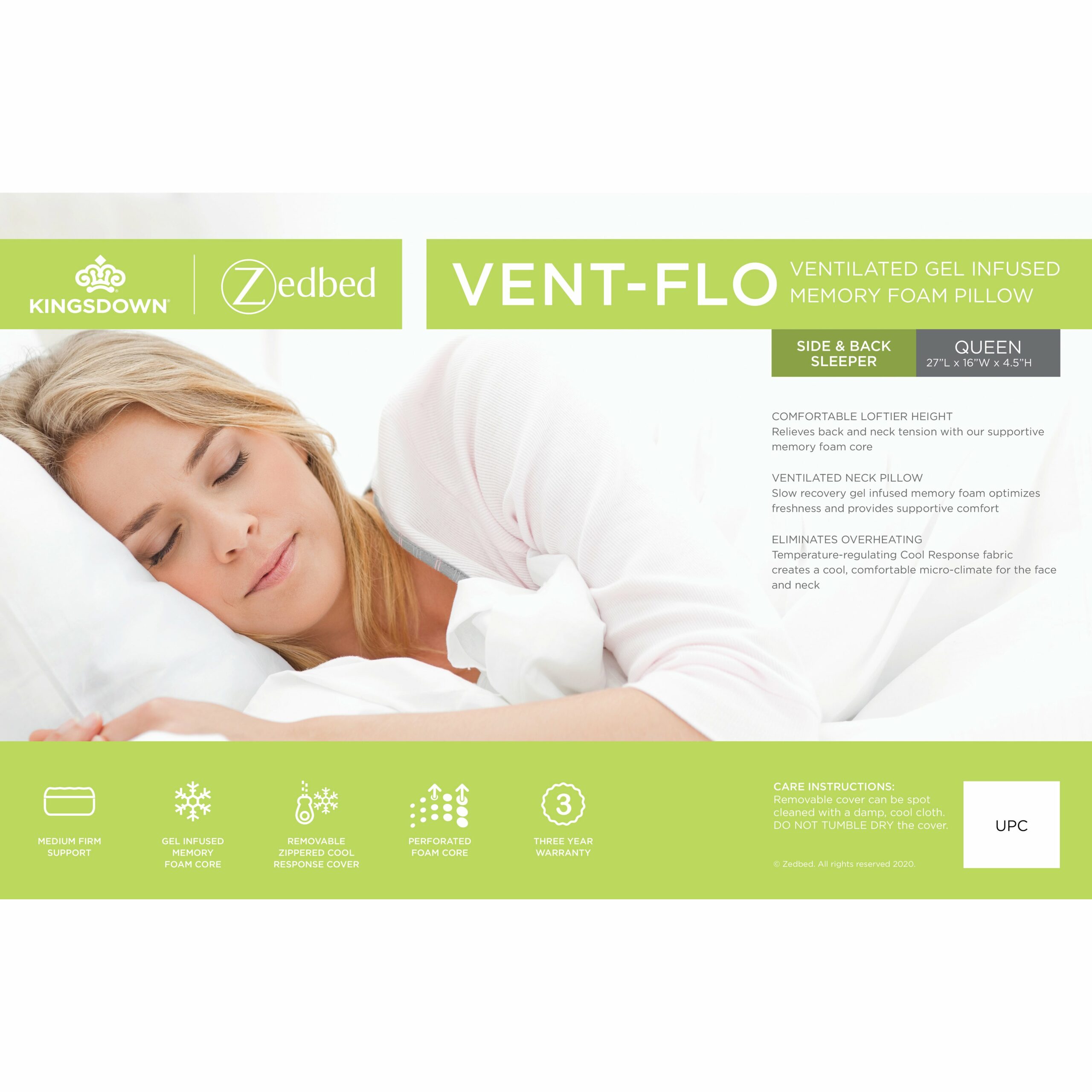 Vent-Flo Ventilated Gel Infused Memory Foam Pillow